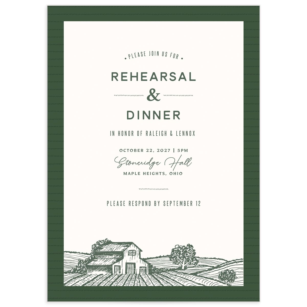 Country Farm Rehearsal Dinner Invitations