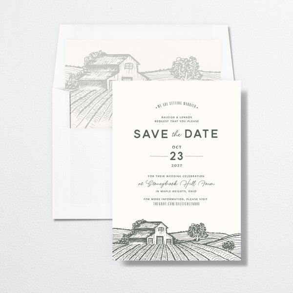 Country Farm Save The Date Cards envelope-and-liner
