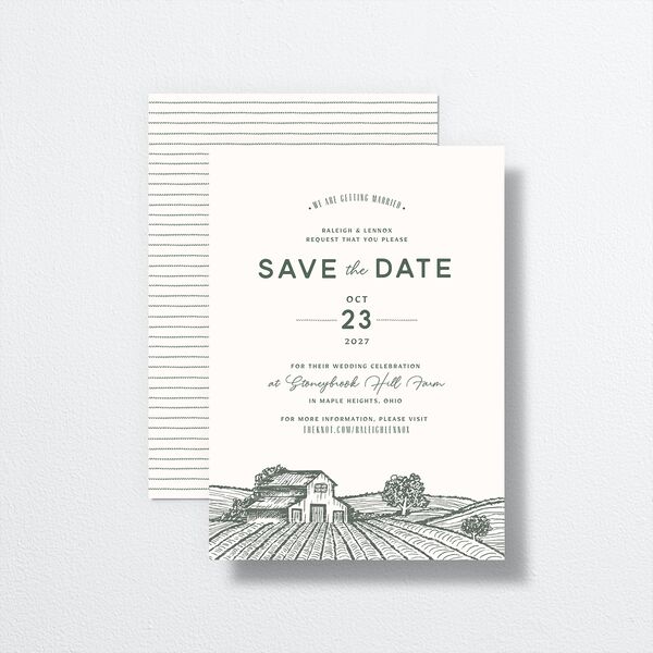 Country Farm Save The Date Cards front-and-back