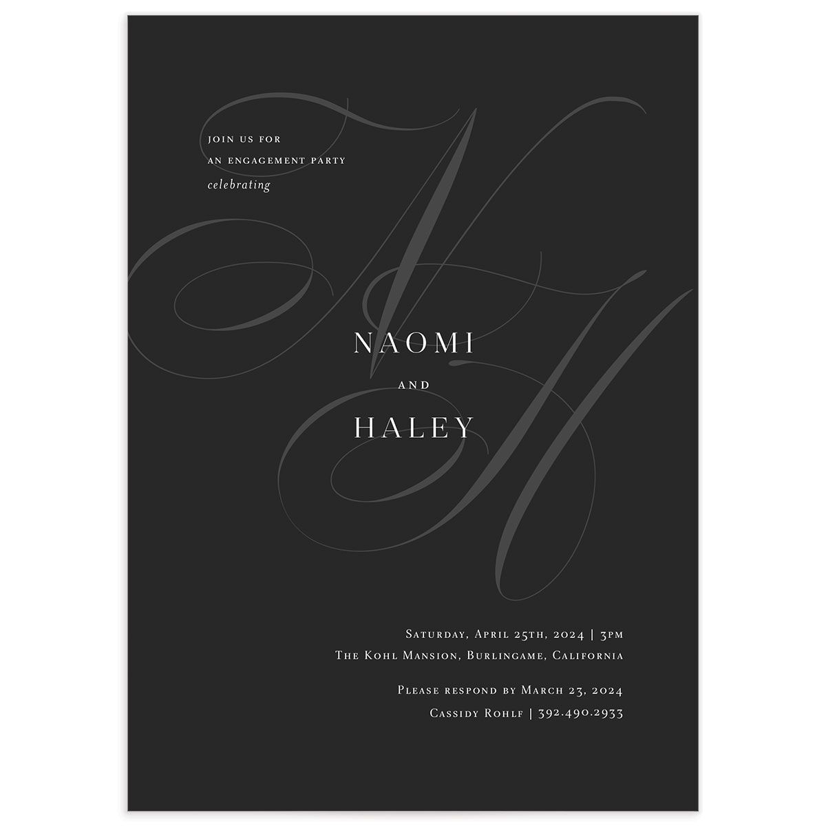 Elegant Initials Bridal Shower Invitations