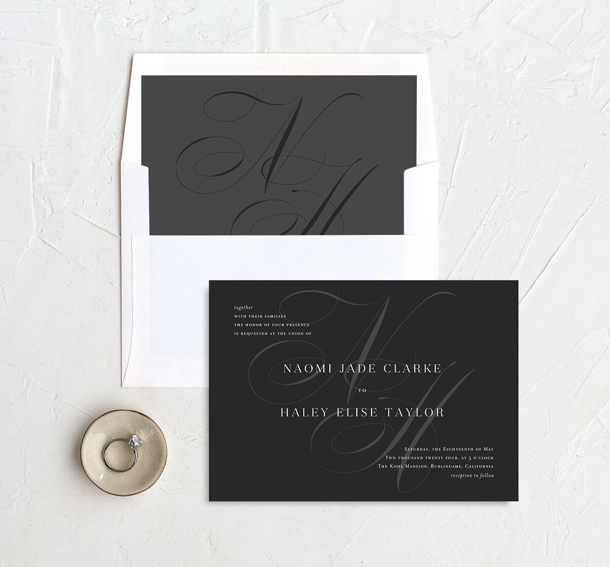 Elegant Initials Envelope Liners envelope-and-liner in Black