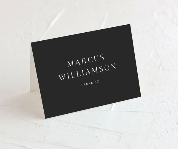 Elegant Initials Place Cards front in Black