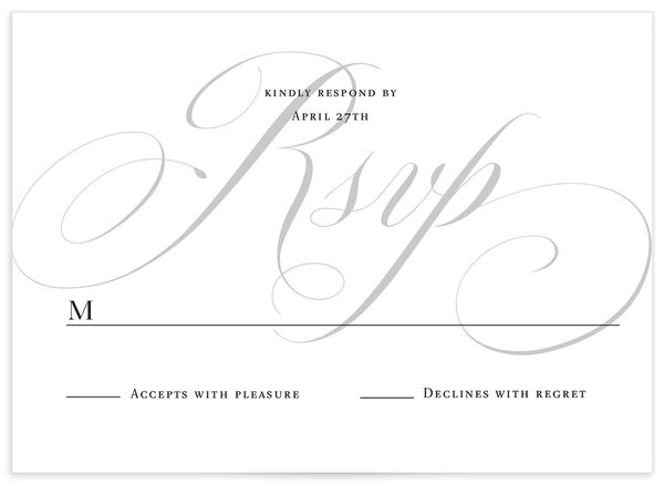 Elegant Initials Wedding Response Cards front in Black