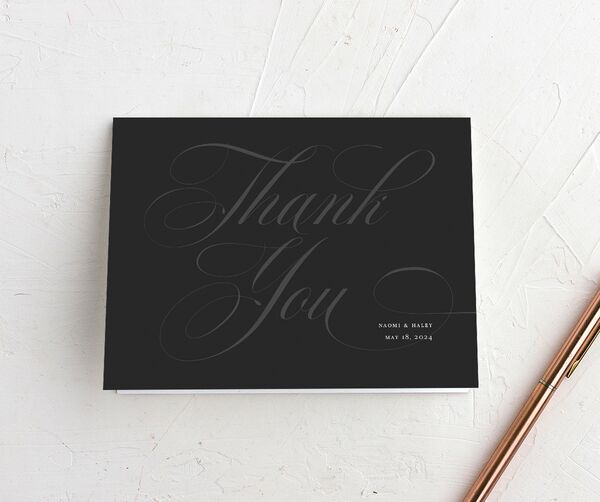 Elegant Initials Thank You Cards front in Black