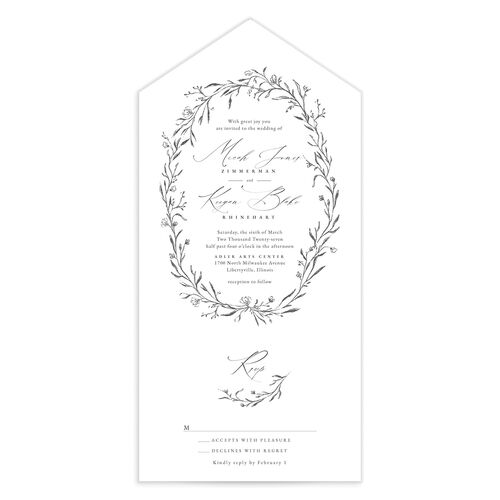 Illustrated Vines All-in-One Wedding Invitations - 