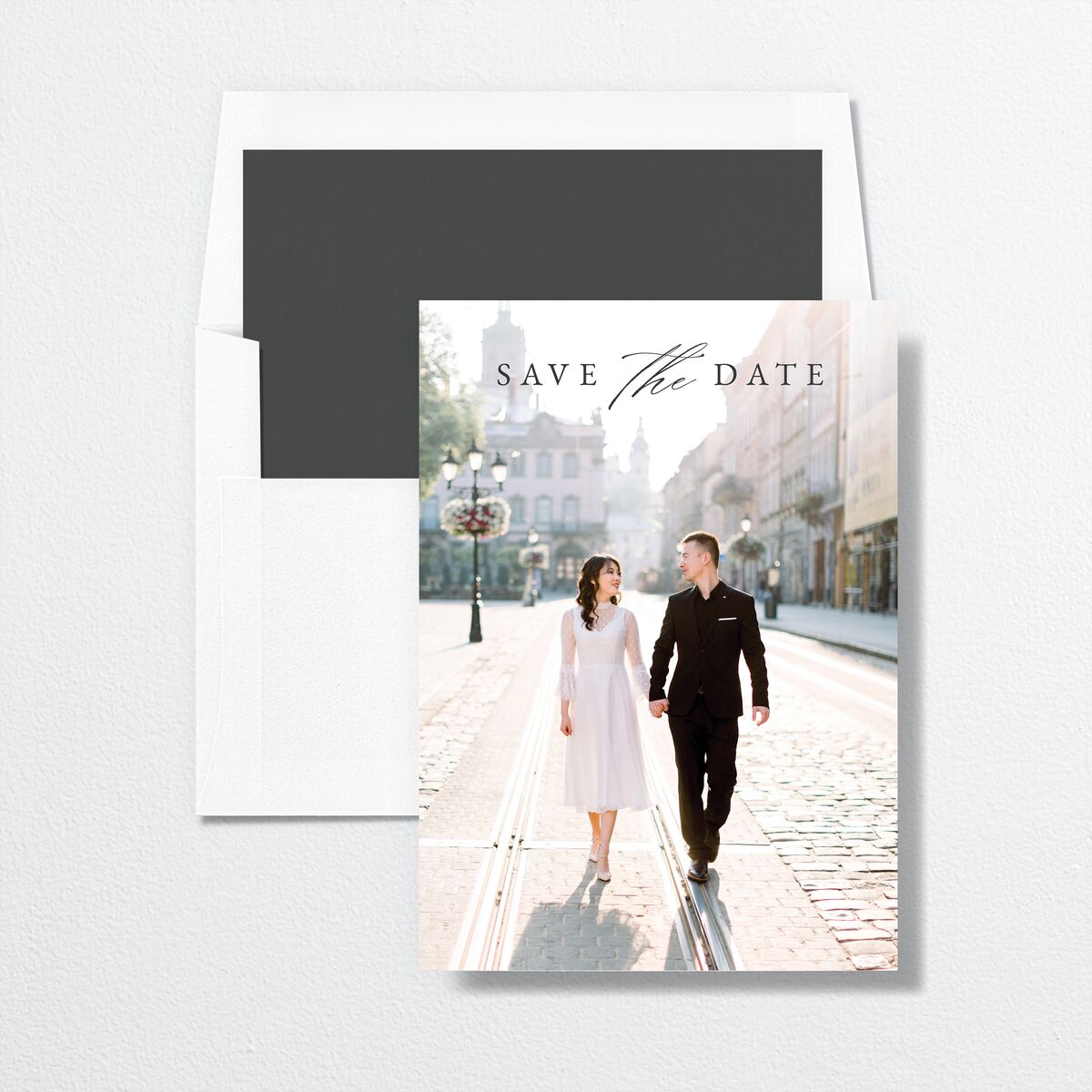 Illustrated Vines Save The Date Cards envelope-and-liner