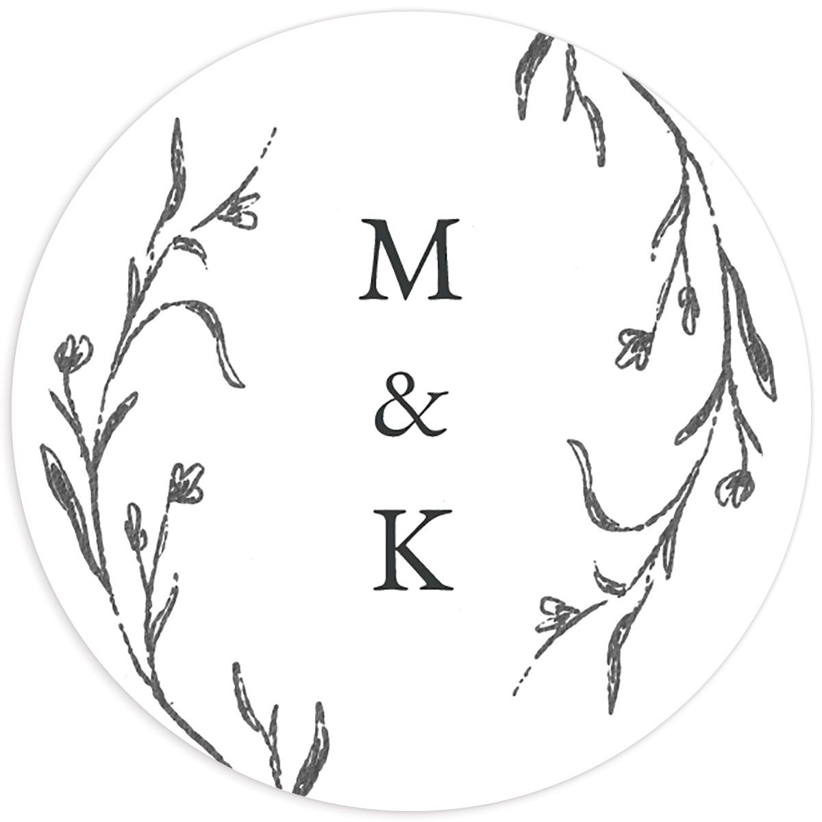 Illustrated Vines Wedding Stickers Charcoal