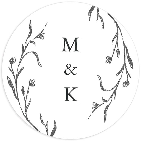 Illustrated Vines Wedding Stickers Charcoal