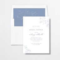 Floral Adornment Bridal Shower Invitations Dusty Blue Signature Standard