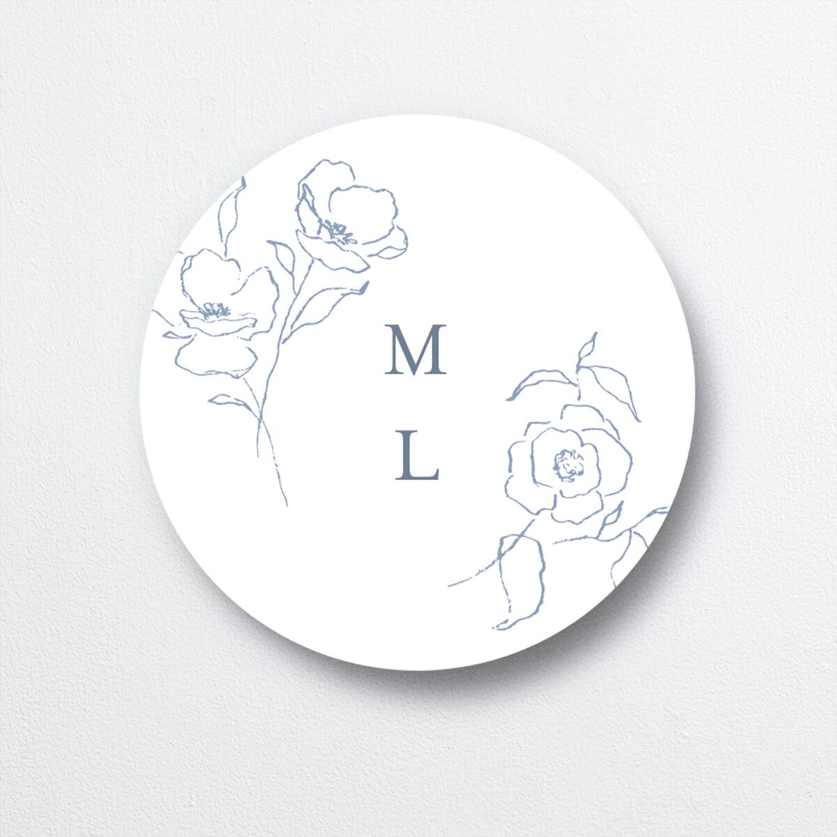 Floral Adornment Wedding Stickers Dusty Blue