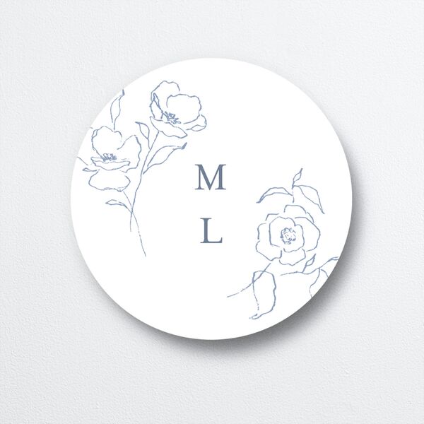 Floral Adornment Wedding Stickers Dusty Blue