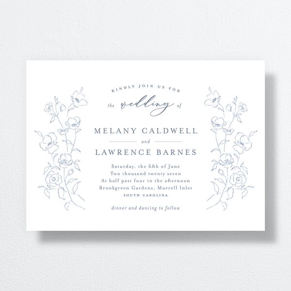 Floral Adornment Wedding Invitations Dusty Blue Signature No Standard