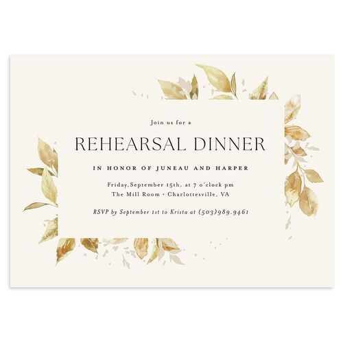Autumn Frame Rehearsal Dinner Invitations Tan Signature Blank Standard