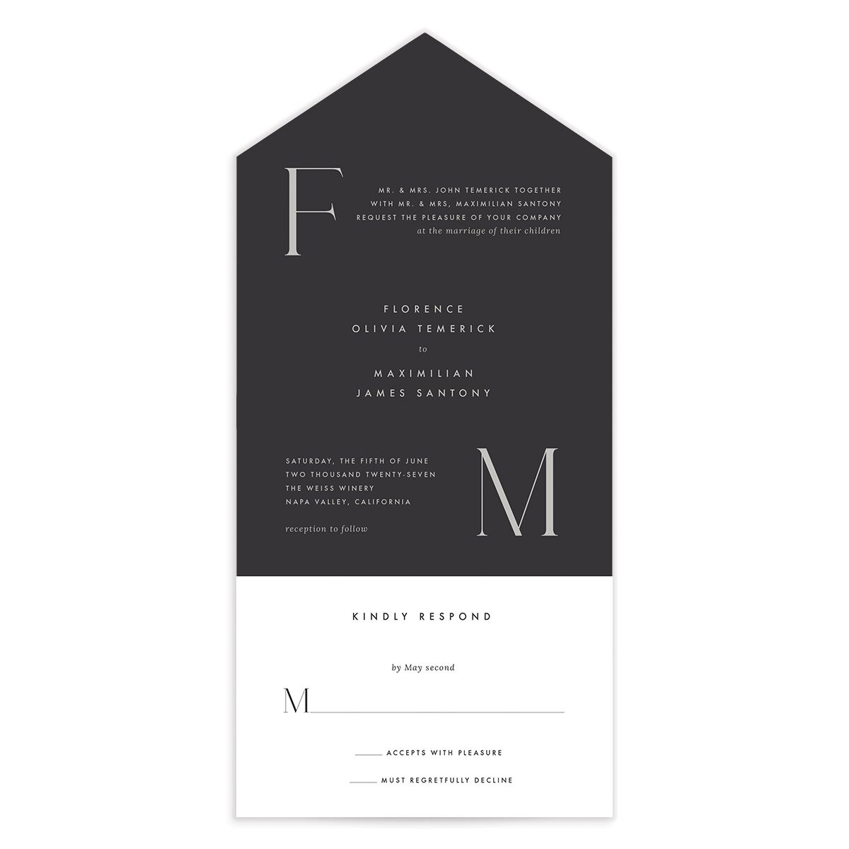 Modern Initials All-in-One Wedding Invitations