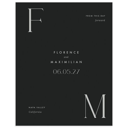 Modern Initials Wedding Guest Book Midnight