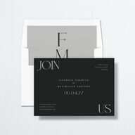 Modern Initials Rehearsal Dinner Invitations Midnight Signature