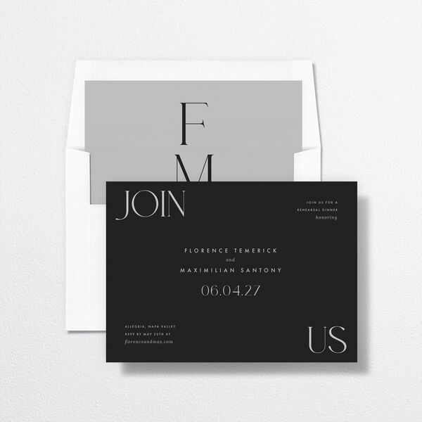 Modern Initials Rehearsal Dinner Invitations Midnight Signature
