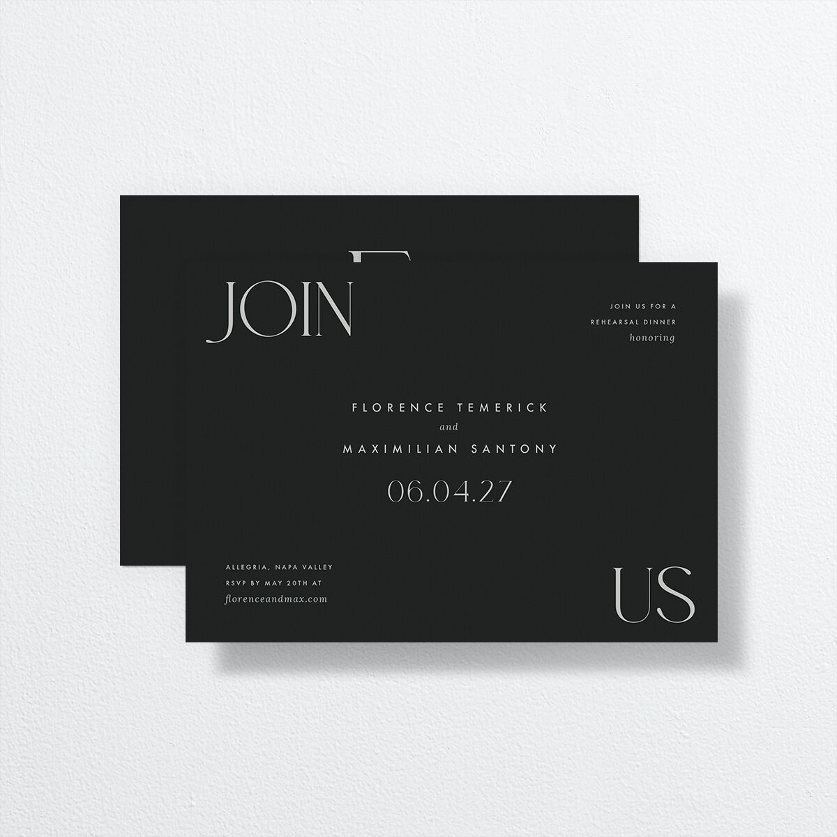 Modern Initials Rehearsal Dinner Invitations Midnight Signature