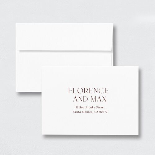 Modern Initials Wedding Response Card Standard Envelopes White Standard Merlot Return Address Signature