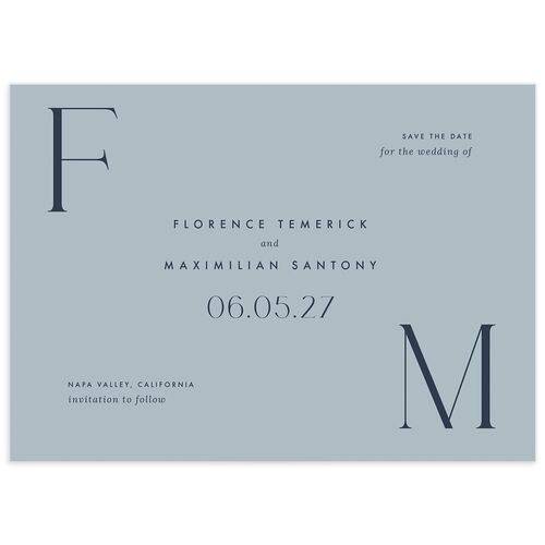 Modern Initials Save The Date Cards - Blue