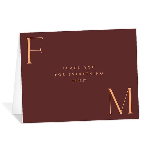 Modern Initials Thank You Cards Merlot