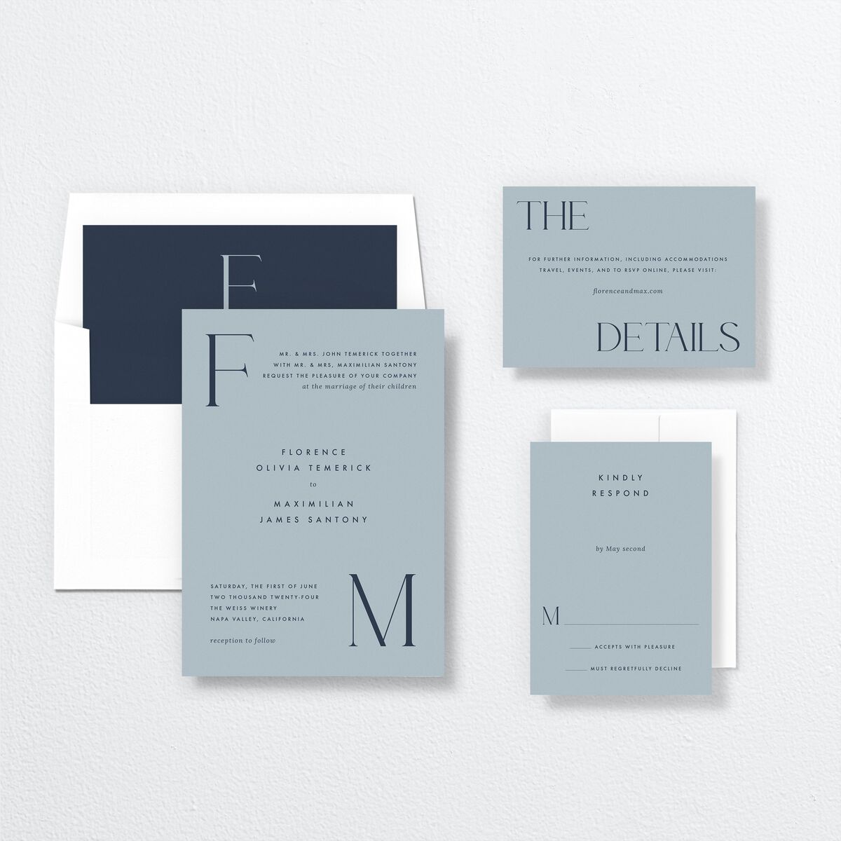 Modern Initials Wedding Invitations suite