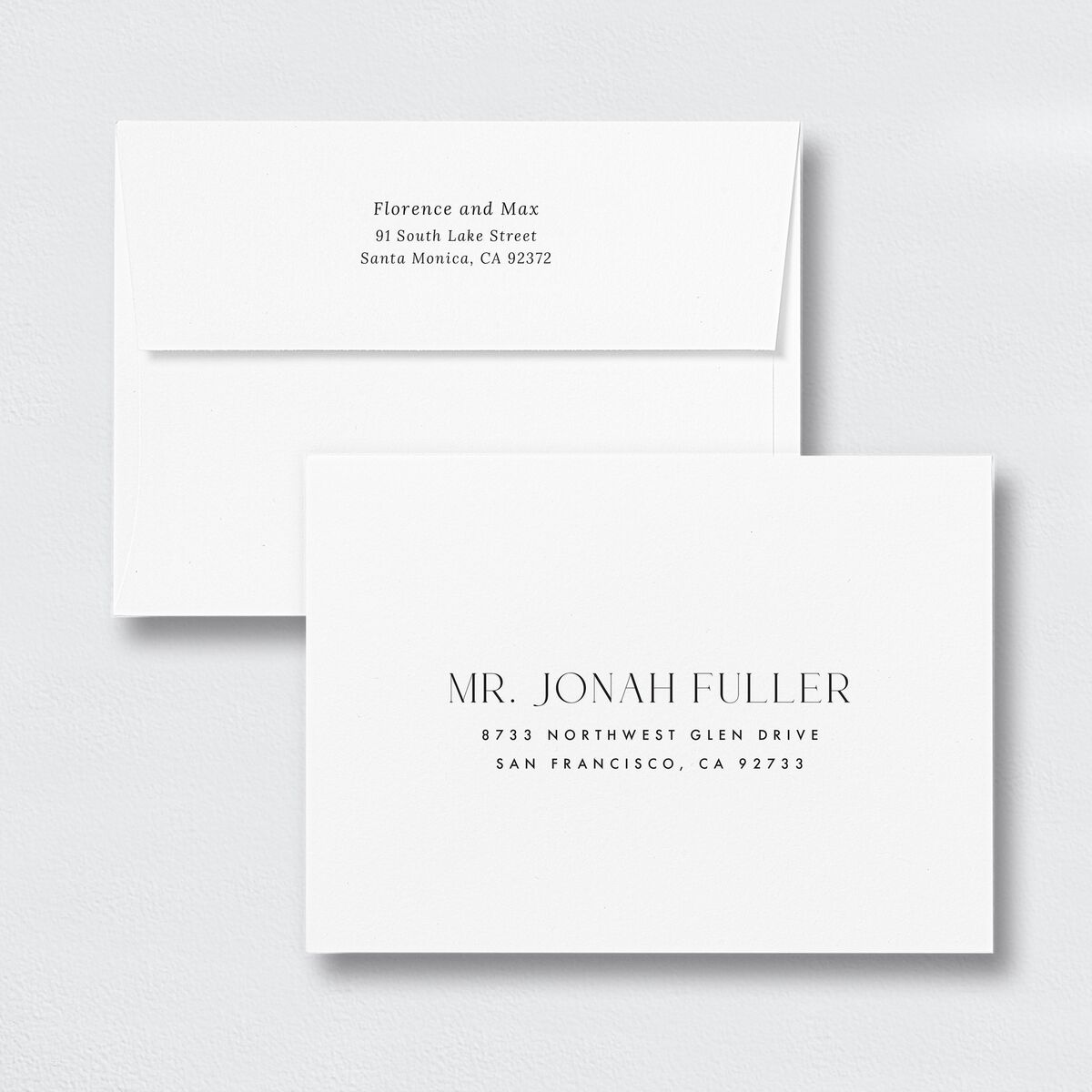 Modern Initials Wedding Invitation Envelopes White Standard Midnight Both Recipient and Return Addresses