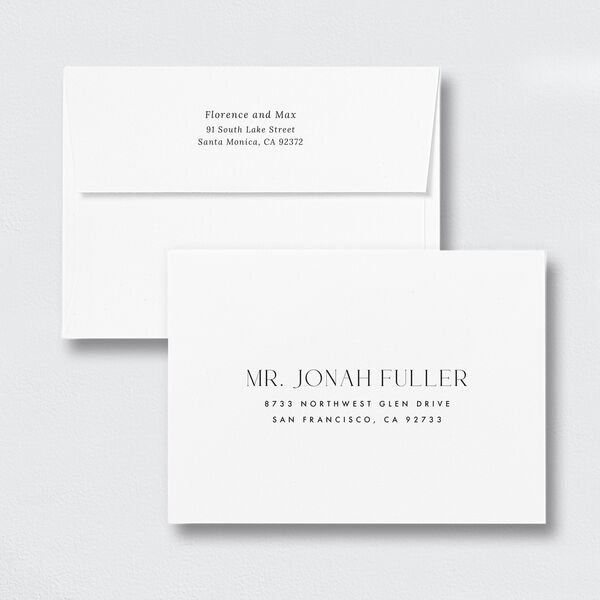 Modern Initials Wedding Invitation Envelopes White Standard Midnight Both Recipient and Return Addresses