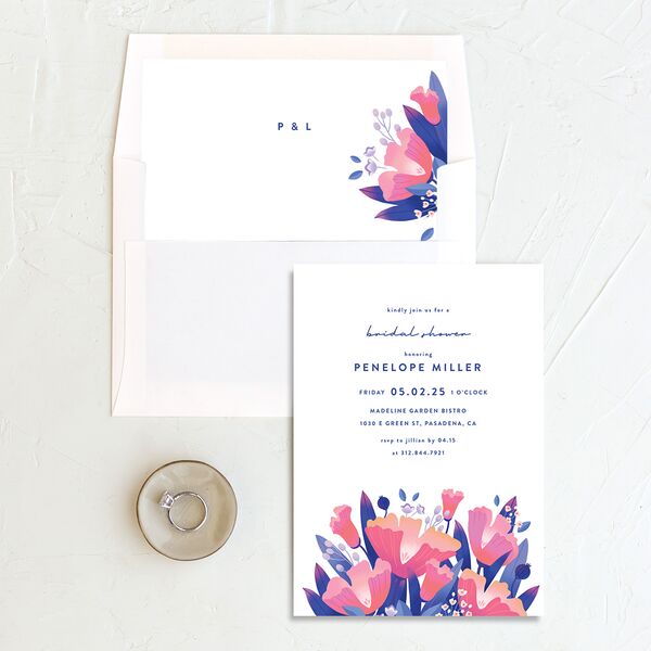 Vivid Flora Bridal Shower Invitations Regency Blue Signature