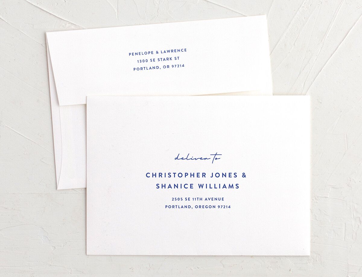 Vivid Flora Thank You Card Envelopes White Standard Regency Blue Both Recipient and Return Addresses Signature