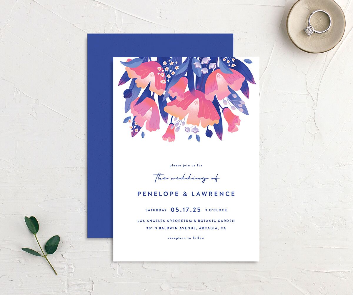 Vivid Flora Wedding Invitations Regency Blue Signature No
