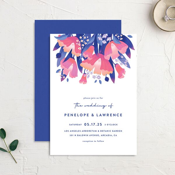 Vivid Flora Wedding Invitations Regency Blue Signature No
