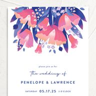 Vivid Flora Wedding Invitations Regency Blue Signature No