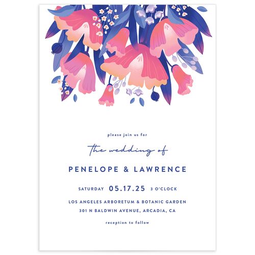 Vivid Flora Wedding Invitations Regency Blue Signature No