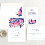 Vivid Flora Wedding Invitations Regency Blue Signature No