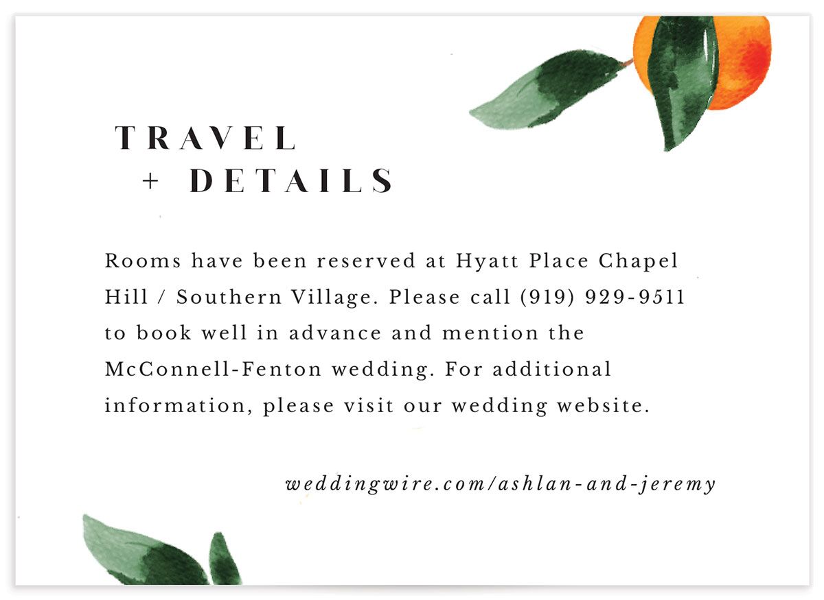 Orange Branches Wedding Enclosure Cards Pumpkin Signature