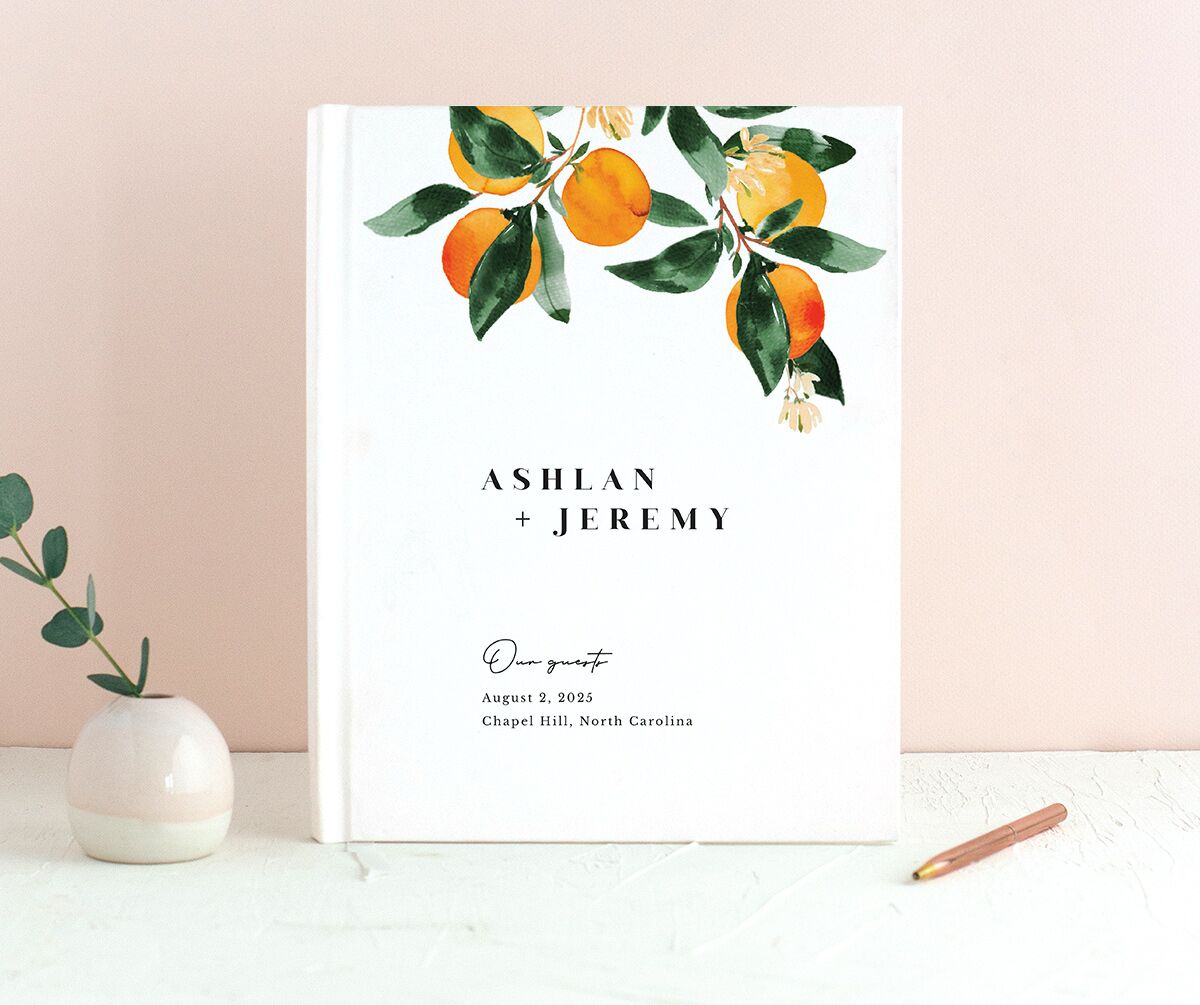 Orange Branches Wedding Guest Book Pumpkin