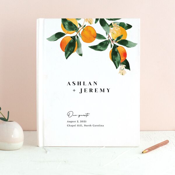 Orange Branches Wedding Guest Book Pumpkin