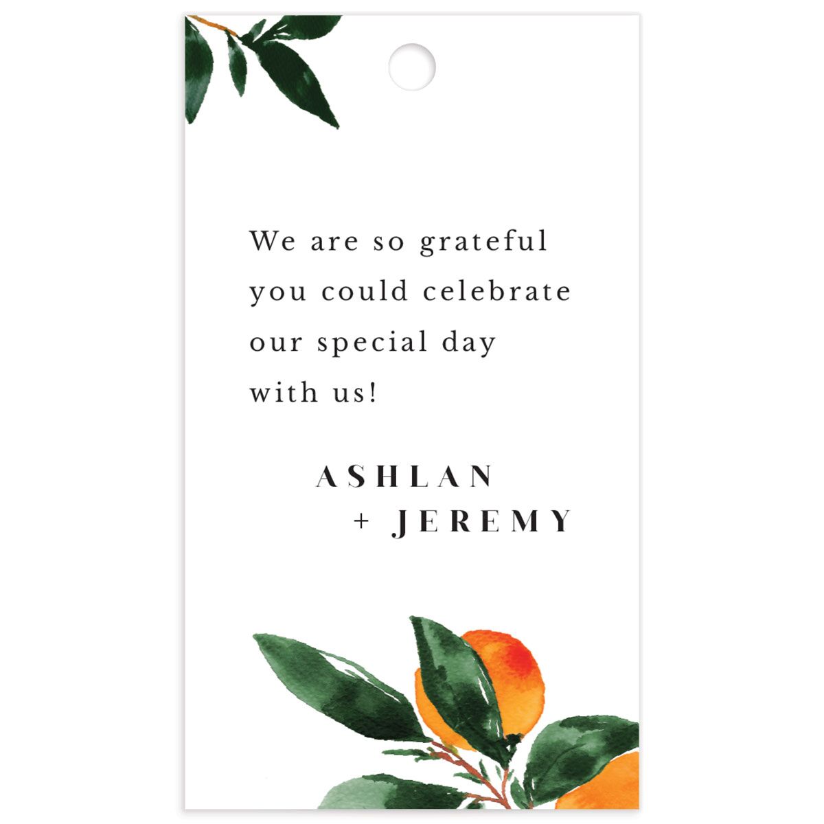 Orange Branches Favor Gift Tags back