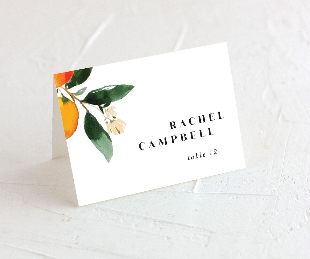 Orange Branches Place Cards front