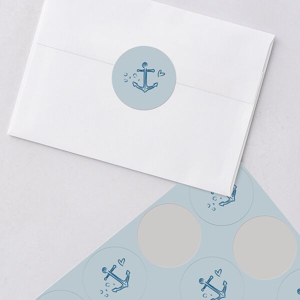 Nautical Border Wedding Stickers French Blue Sticker