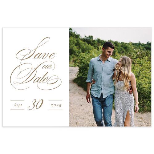 Classic Calligraphy Save The Date Postcards  Fawn