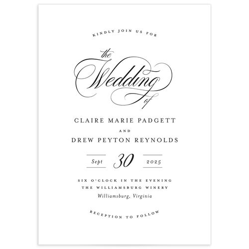 Classic Calligraphy Wedding Invitations - Black