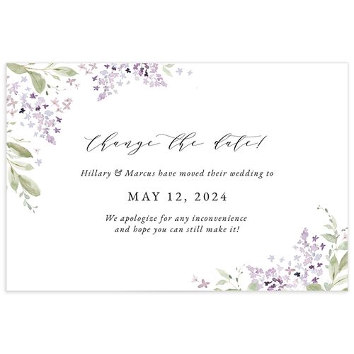 Lilac Garland Change the Date Postcards - Purple