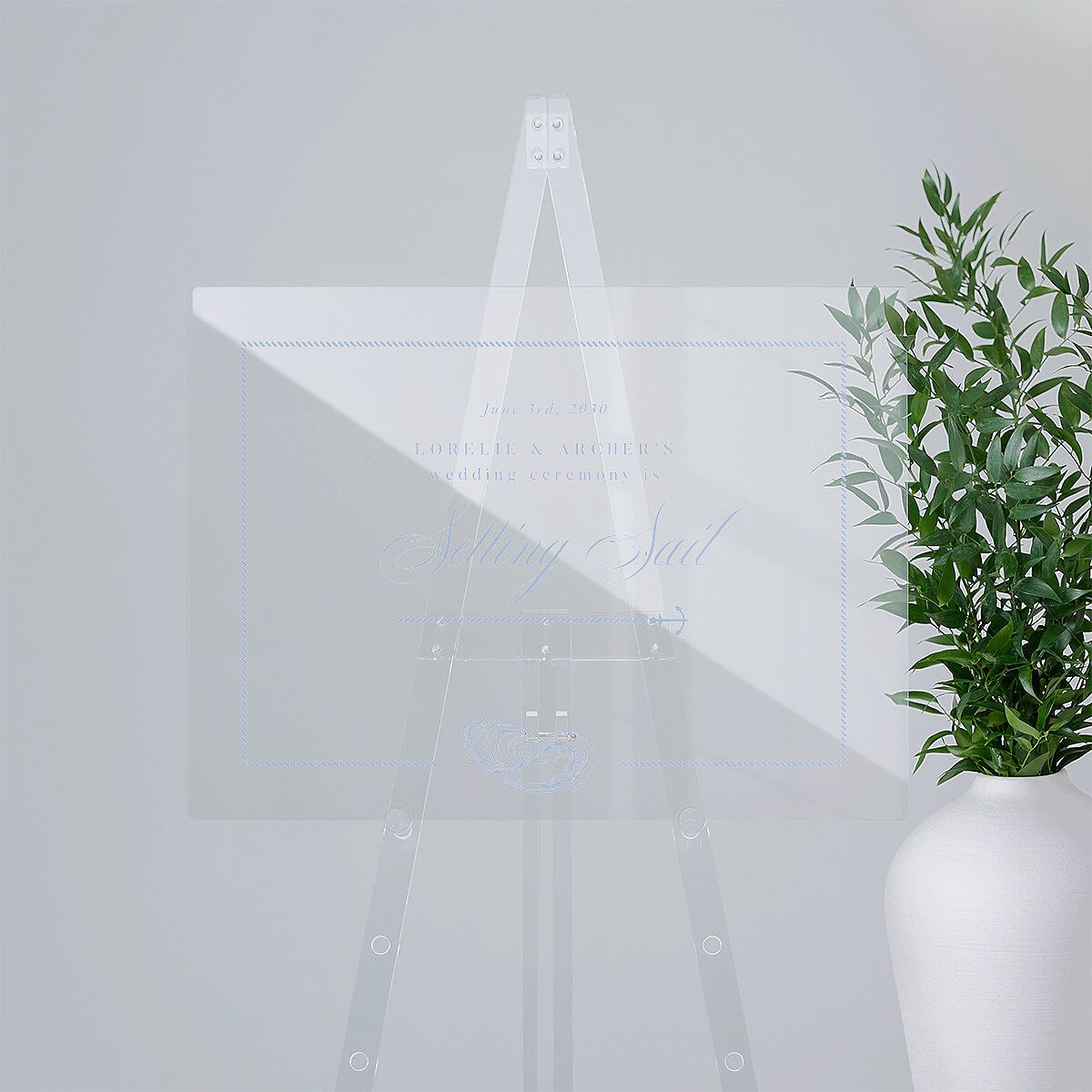 Coastal Oysters and Anchors Acrylic Direction Sign Medium Sea Blue Standard Acrylic M Direction