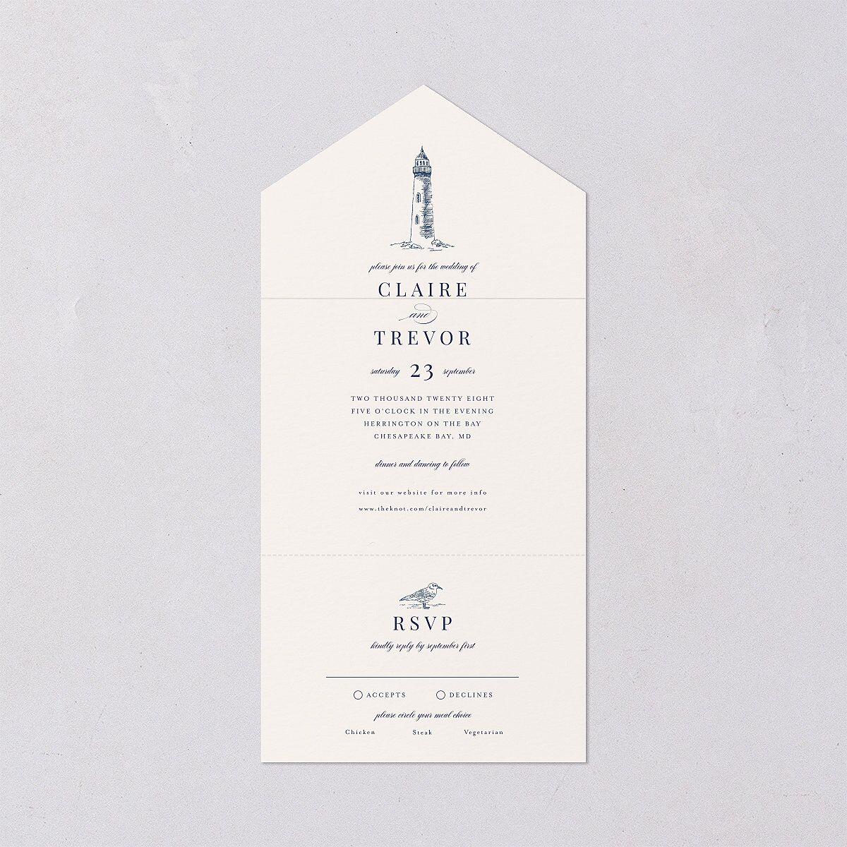 Elegant Lighthouse All-in-One Wedding Invitations — view 1