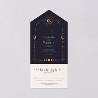 Celestial Galaxy All-in-One Wedding Invitations Dark Navy Signature Light Both Recipient and Return Addresses No