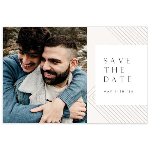 Geometric Impression Save The Date Postcards  Silver
