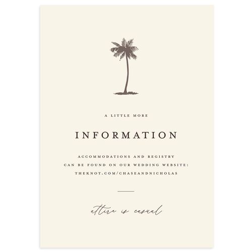 Palm Tree Icon Wedding Enclosure Cards Champagne Signature Standard
