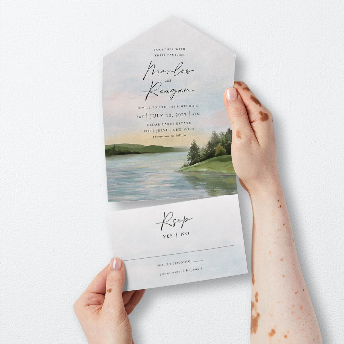 Rustic Reflection All-in-One Wedding Invitations — view 3